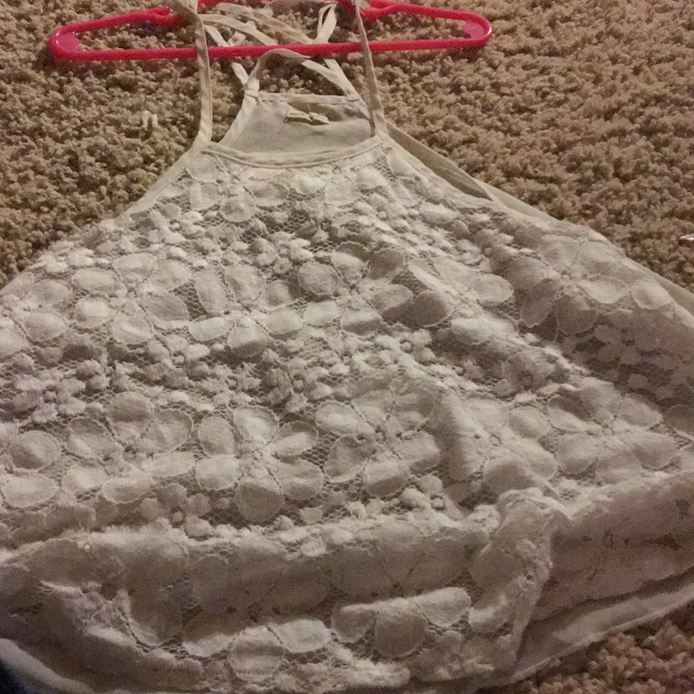 White lace tank high neck top very pretty